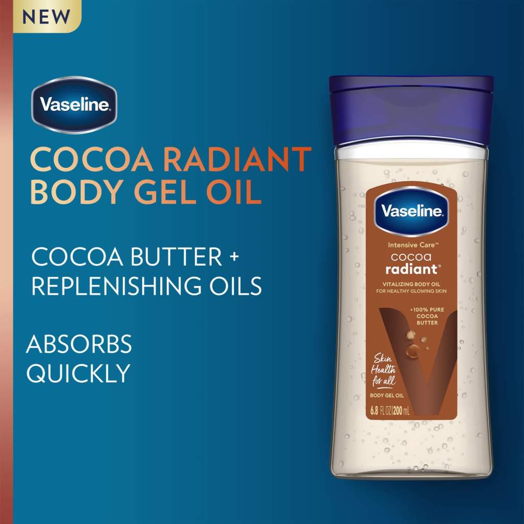 thumbnail video image 3 of Vaseline Intensive Care Cocoa Radiant Body Gel Oil for Glowing Skin, 6.8 oz, 3 of 12