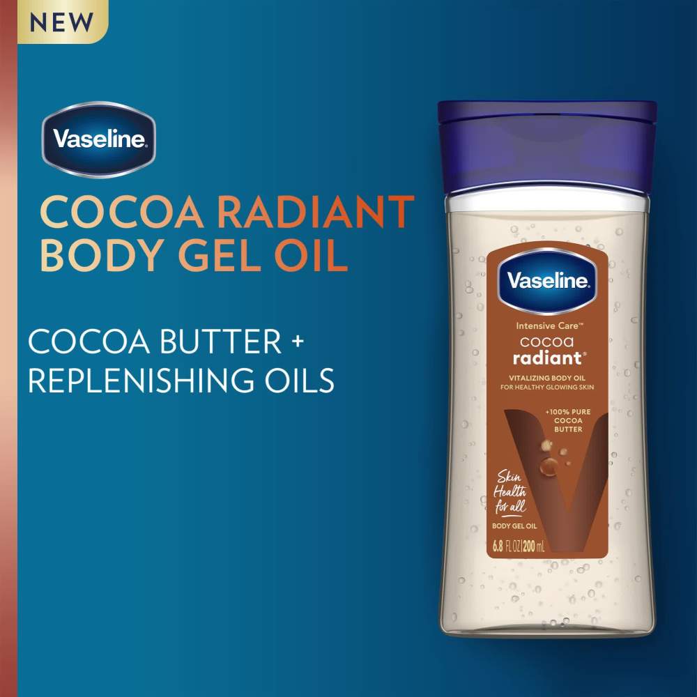 Vaseline Intensive Care Radiant Body Oil Gel with Cocoa Butter for Dry Skin, 6.8 fl oz - image 2 of 11