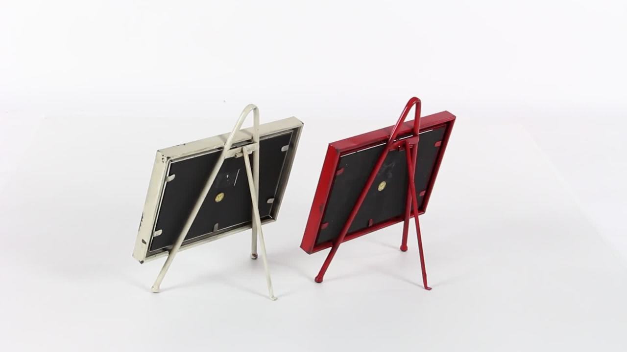 thumbnail video image 2 of Decmode - Set of 2 Farmhouse 13 x 13 Inch Wooden Chalkboards with 3-Footed Iron Stands, 2 of 10