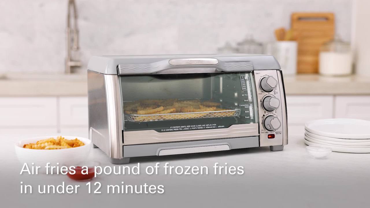 thumbnail video image 2 of Hamilton Beach Countertop Air Fryer Toaster Oven with Quantum Air Fryer Technology, Stainless Steel, 2 of 9