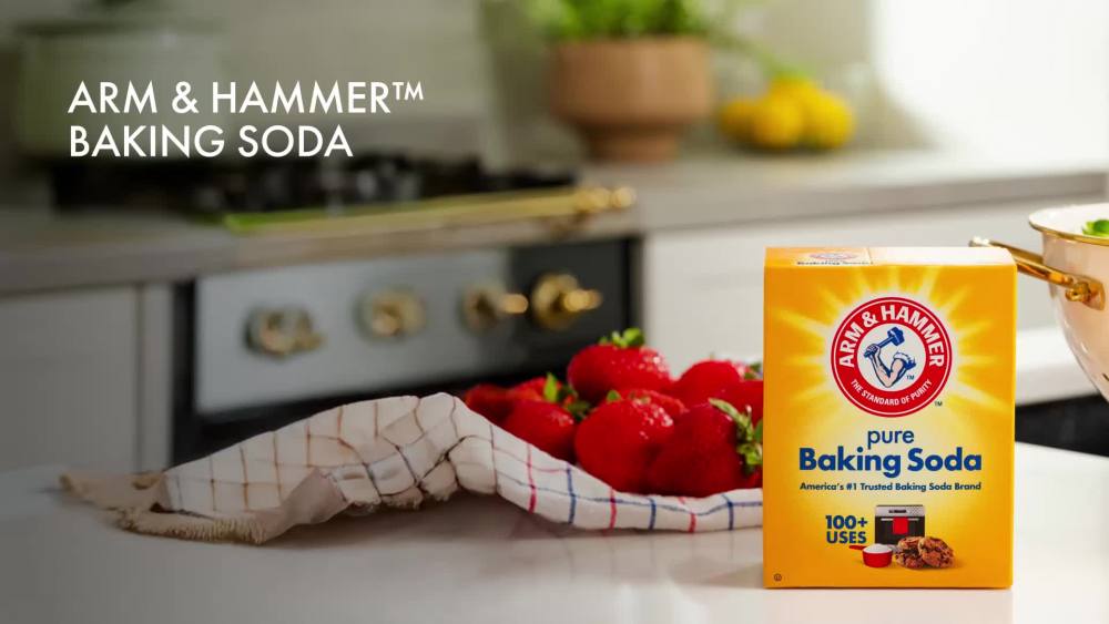 thumbnail video image 2 of ARM & HAMMER Baking Soda for Cooking, Cleaning, Laundry, Deodorizing, & More, 2 lb Box, 2 of 13