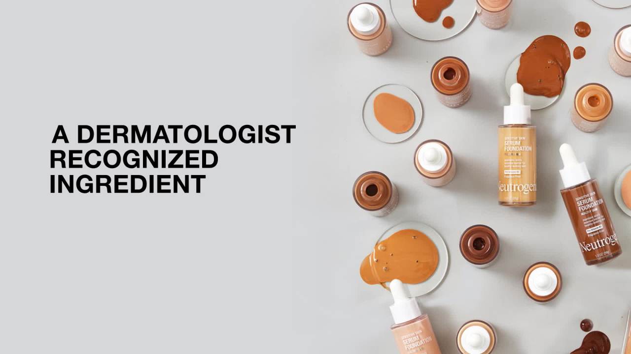 thumbnail video image 2 of Neutrogena Sensitive Skin Serum Foundation, Light/Medium 02, 1 oz, 2 of 11