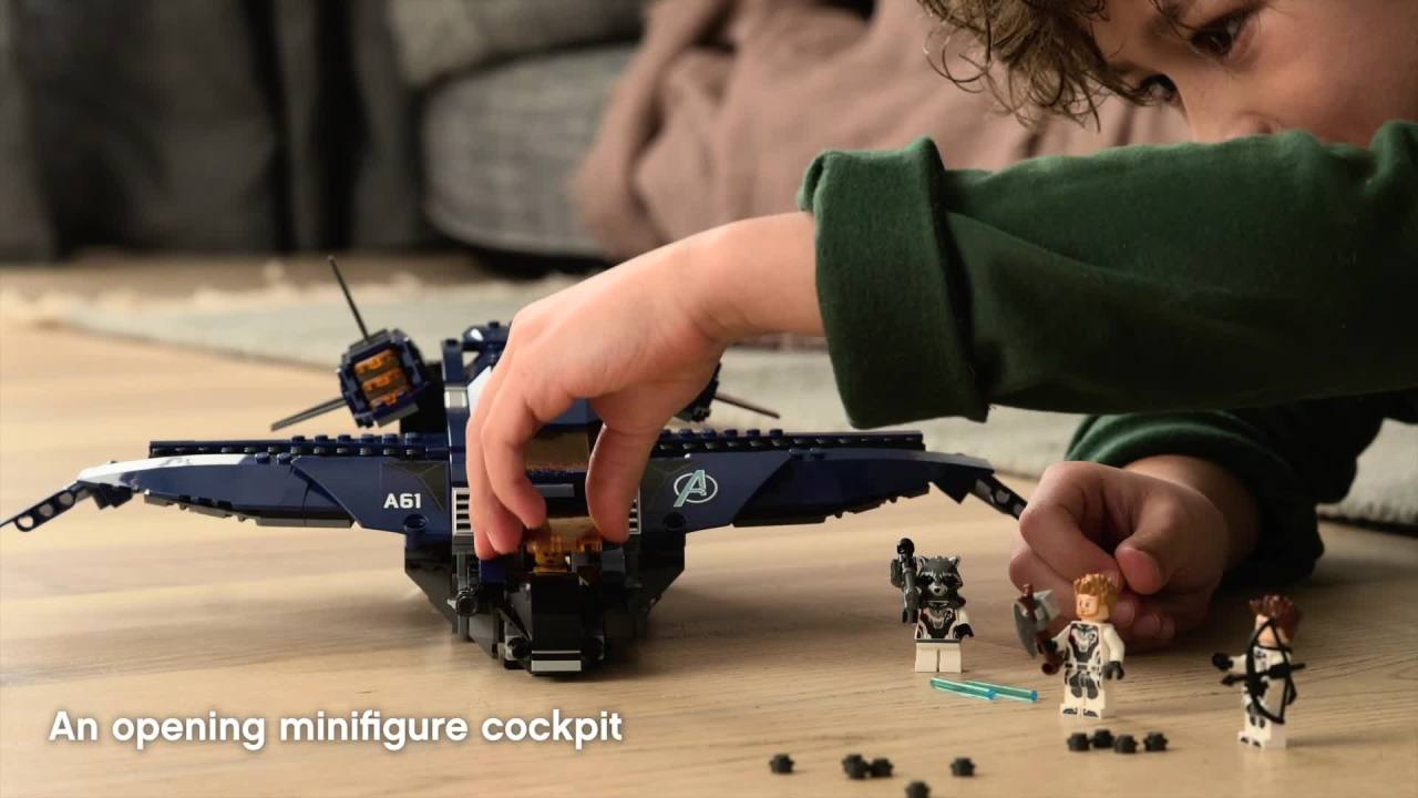 thumbnail video image 2 of LEGO Marvel Avengers Ultimate Quinjet 76126 Superhero Jet Toy, 2 of 6