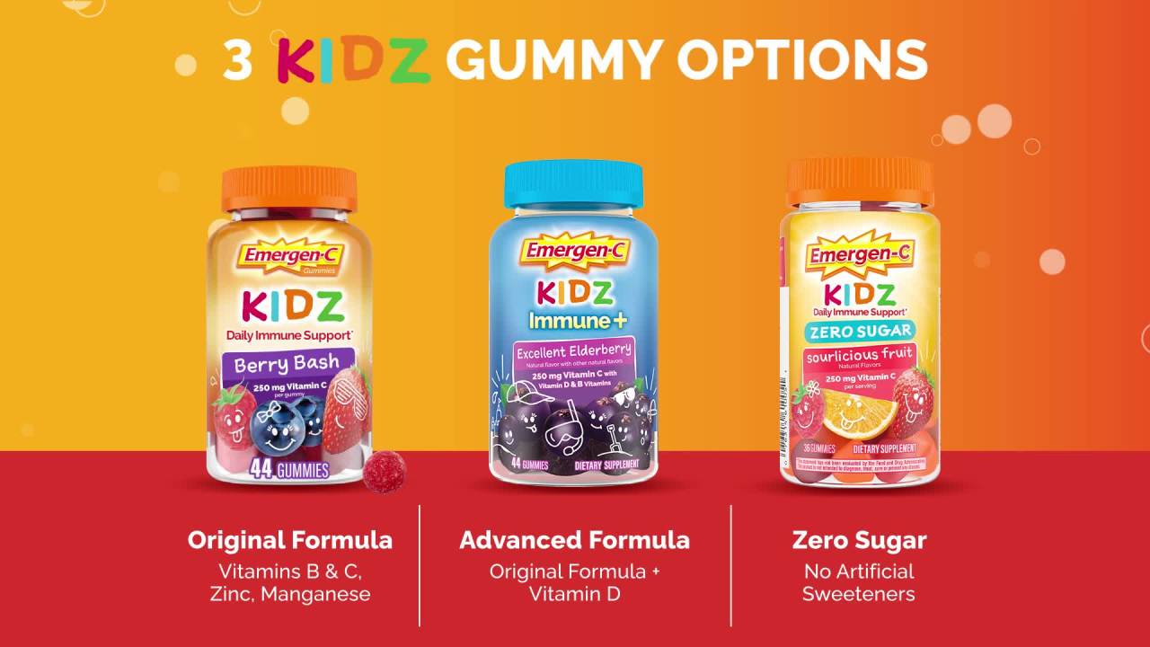 thumbnail video image 2 of Emergen-C Adult Vitamin C Gummies for Immune Support, Fruit, 45 Ct, 2 of 8