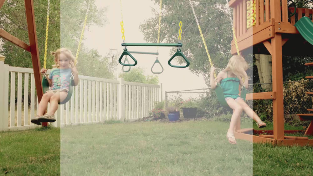 Gorilla Playsets Empire Wooden Swing Set with 2 Solar Wall Lights