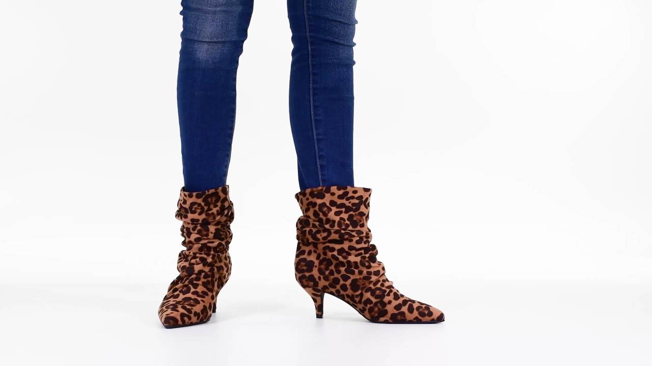 thumbnail video image 2 of JOURNEE COLLECTION Womens Black Comfort Jo Kitten Heel Slip On Slouch Boot 8.5 M, 2 of 7