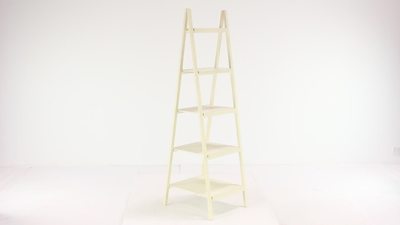 thumbnail video image 2 of DecMode 21" x 65" White Wood 5-Tier Shelving Unit, 1-Piece, 2 of 8