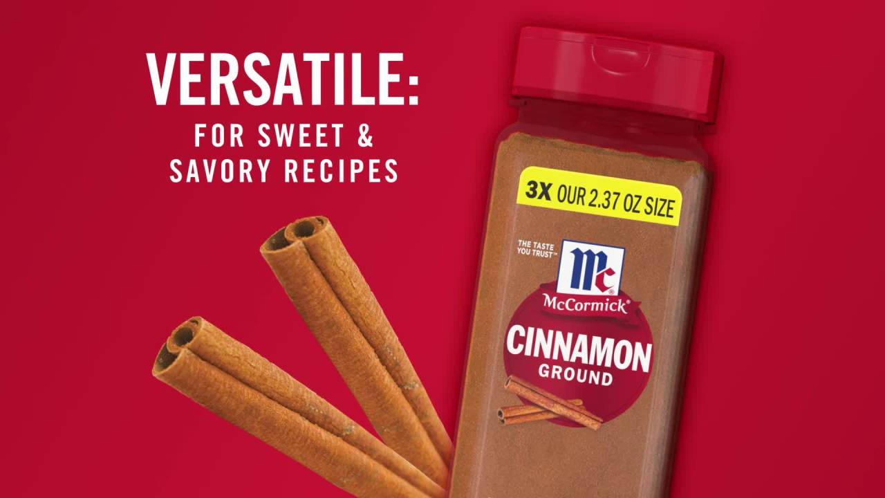 thumbnail video image 2 of McCormick Kosher Ground Cinnamon, 7.12 oz Bottle, 2 of 30