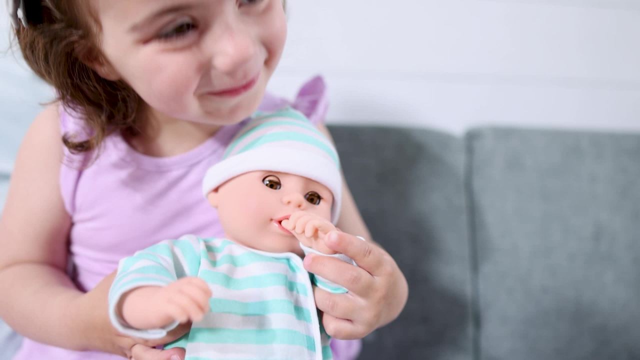 thumbnail video image 2 of Melissa & Doug Mine to Love Twins Luke & Lucy 15” Light Skin-Tone Boy and Girl Baby Dolls with Rompers, Caps, Pacifiers, 2 of 7