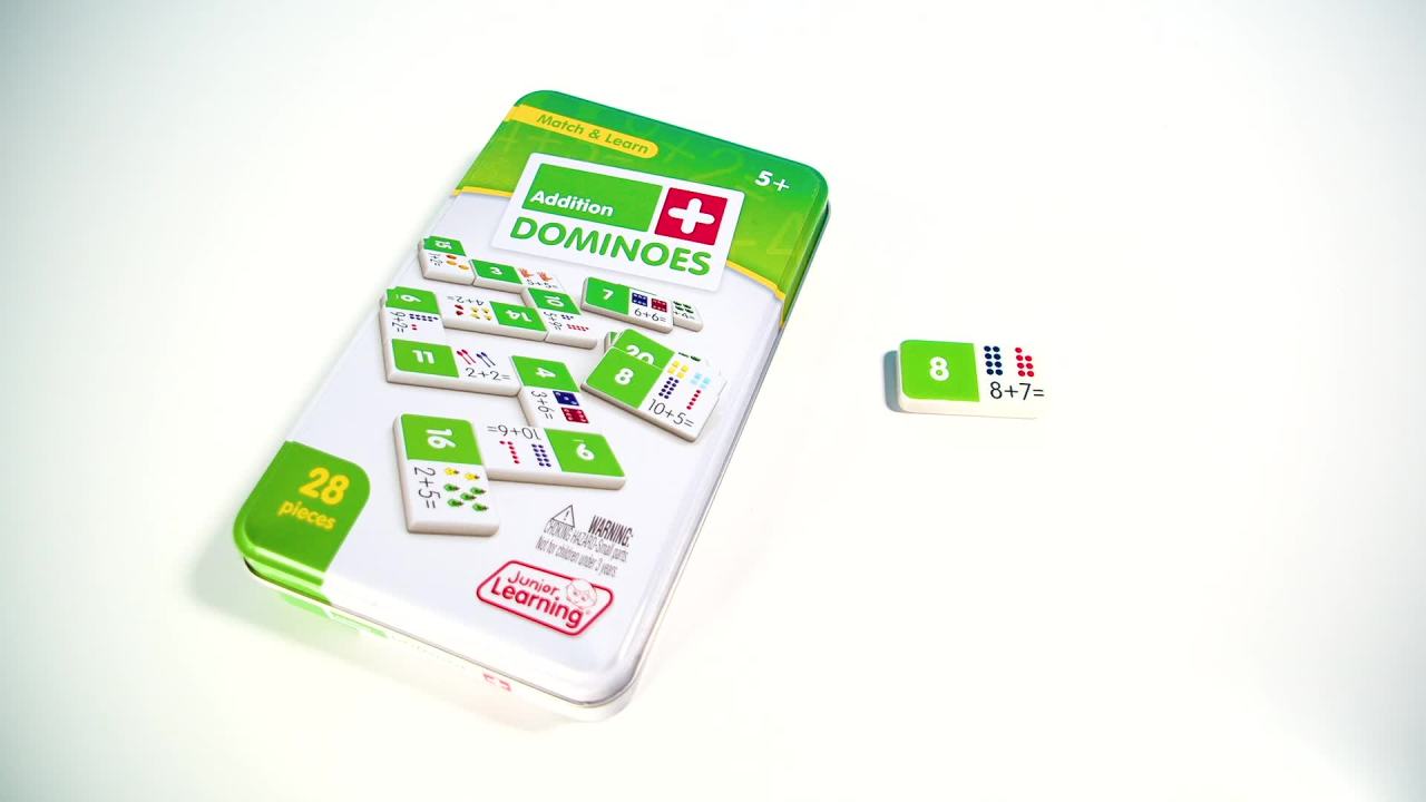 thumbnail video image 2 of Junior Learning - Addition Dominoes Match & Learn Educational Learning Game, 2 of 3
