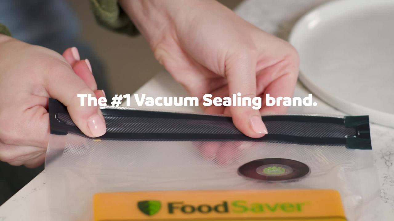 thumbnail video image 2 of FoodSaver Mini Vacuum Sealer and Bags, Portable Rechargeable Food Sealer with Marinate Mode and One-Touch Sealing for FoodSaver Zipper Bags and Vacuum Containers, Includes 2 Bags, 2 of 10