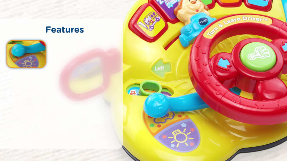 VTech Turn and Learn Driver, Role-Play Toy for Baby, Teaches Animals, Colors - image 2 of 8