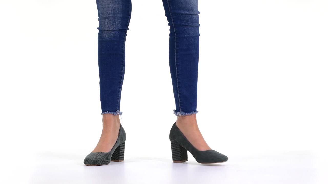 thumbnail video image 2 of Journee Womens Fai Round Toe Mid Block Heel Pumps, 2 of 10