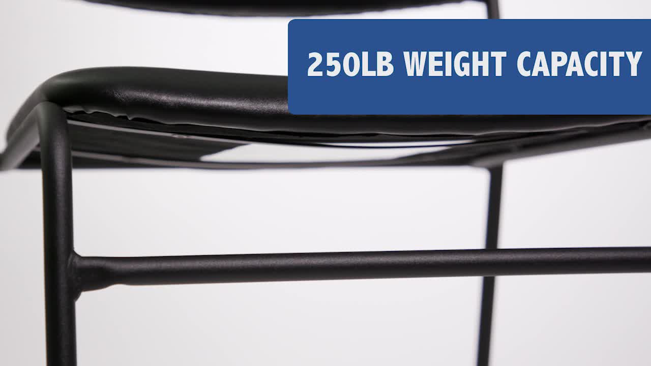 thumbnail video image 2 of Flash Furniture HERCULES Series 500 lb. Capacity High Density Black Vinyl Stacking Chair with Sled Base, 2 of 13