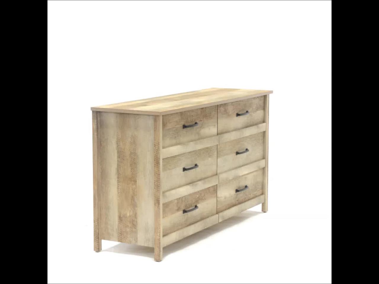 thumbnail video image 2 of Sauder Cannery Bridge 6-Drawers Double Dresser, Lintel Oak Finish, 2 of 11