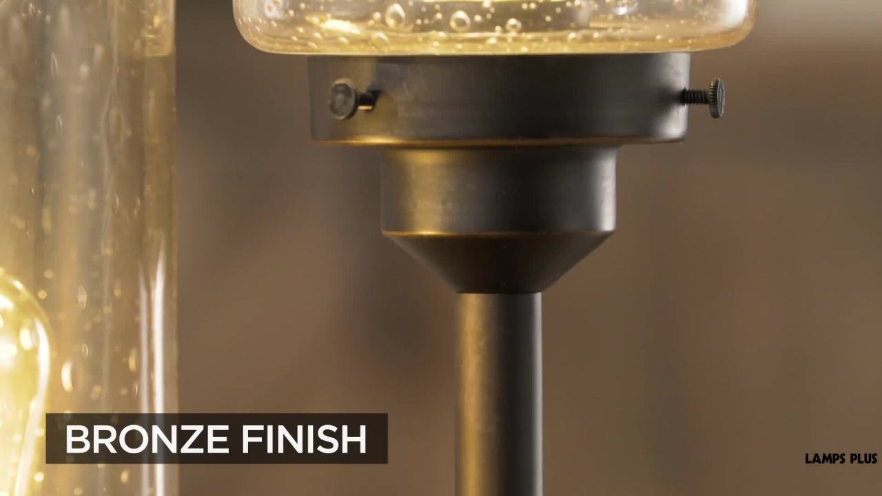 thumbnail video image 2 of Franklin Iron Works Libby Rustic Farmhouse Table Lamp 30" Tall Bronze Metal LED Amber Seeded Glass Shade for Bedroom Living Room Bedside Nightstand, 2 of 9