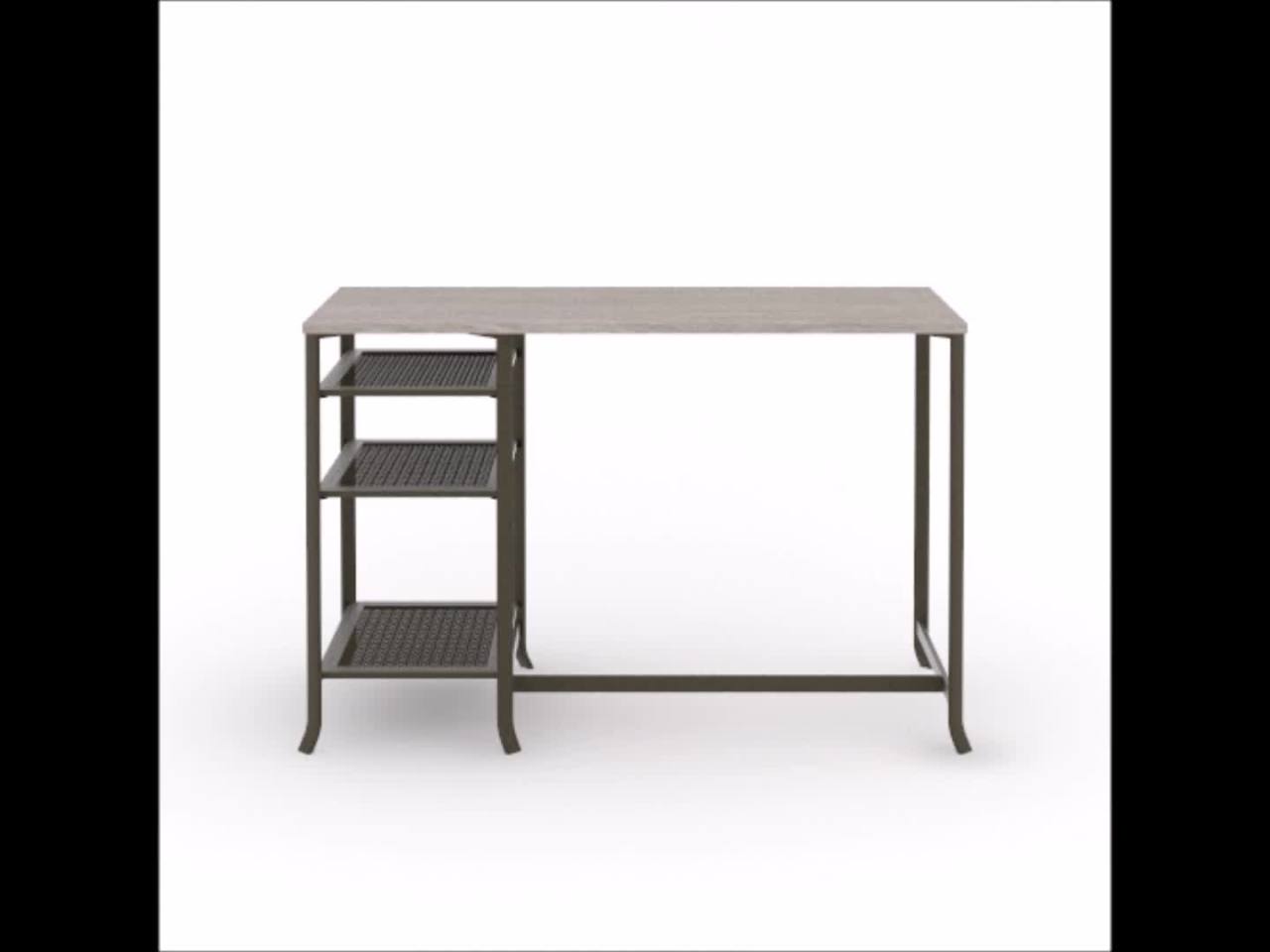 thumbnail video image 2 of Sauder Center City Metal & Wood Office Desk with Open Shelves, Champagne Oak Finish, 2 of 11