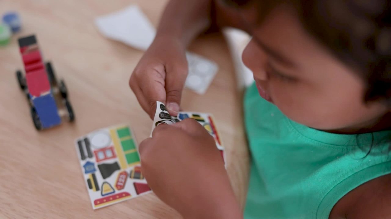 thumbnail video image 2 of Melissa & Doug Train Wooden Craft Kit, 2 of 7