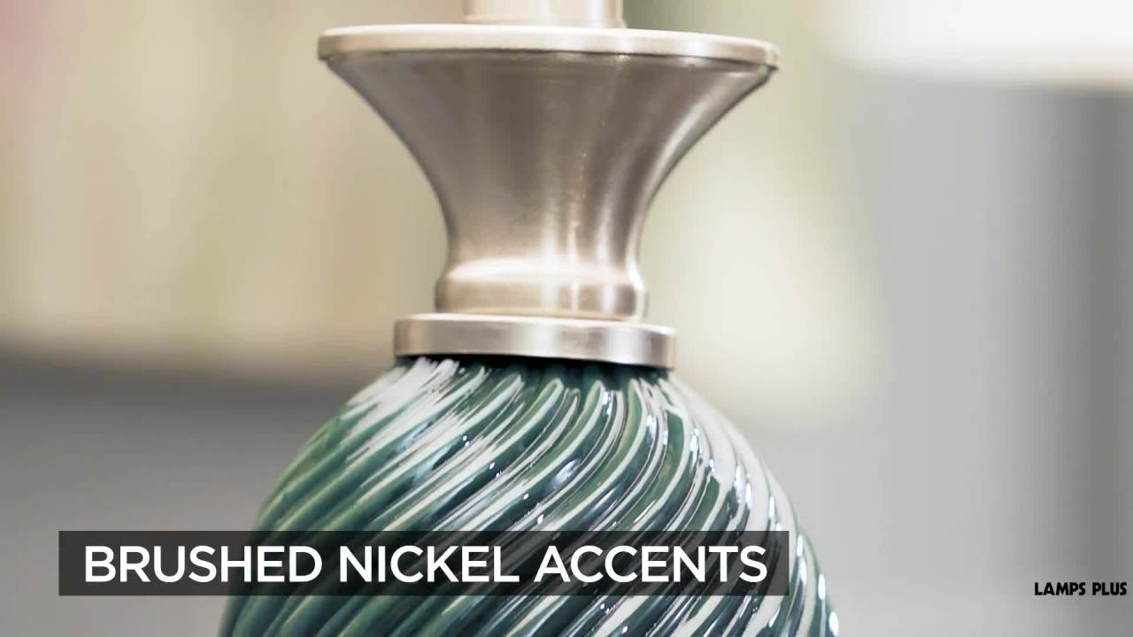 thumbnail video image 2 of Regency Hill Arden 25" High Twist Column Modern Coastal Table Lamps Set of 2 Green-Blue Glass Living Room Bedroom Bedside House, 2 of 8