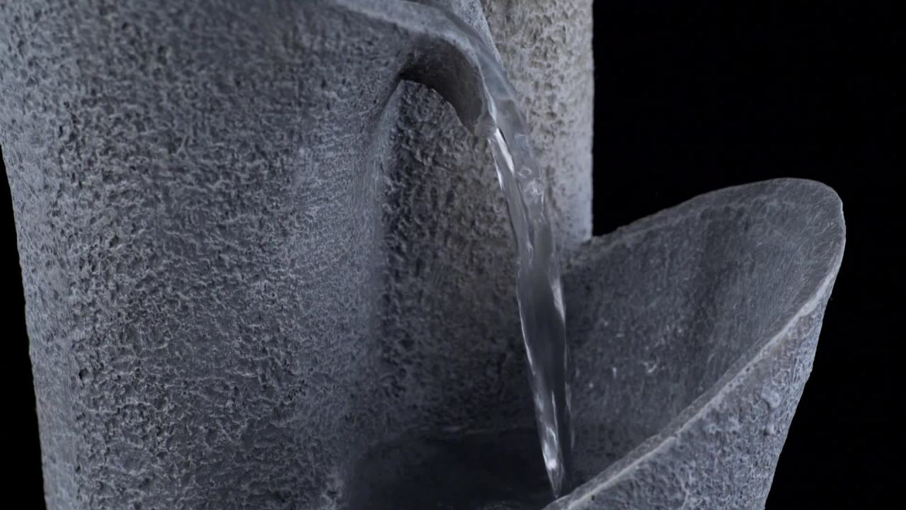 thumbnail video image 2 of Bell 34" High Large Modern Indoor Outdoor Decor Gray Faux Stone Floor Fountain 4-Tier Outside Garden Patio Yard, 2 of 9