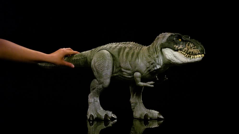 thumbnail video image 2 of Jurassic World Rebirth Super Colossal Tyrannosaurus Rex Action Figure, T-Rex Dinosaur Movie Toy, 2 of 7