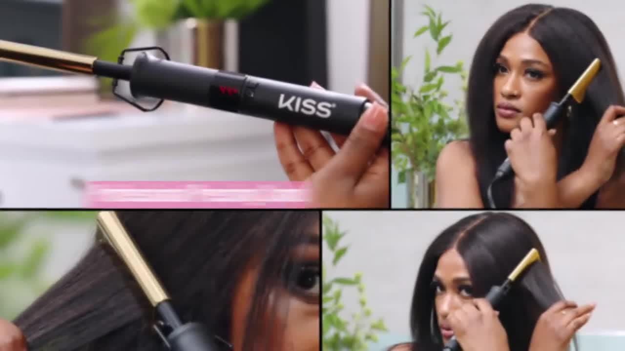 thumbnail video image 2 of KISS Professional Pressing Comb, LED Display, Polished Gold, Adult, All Hair Types, 2 of 13