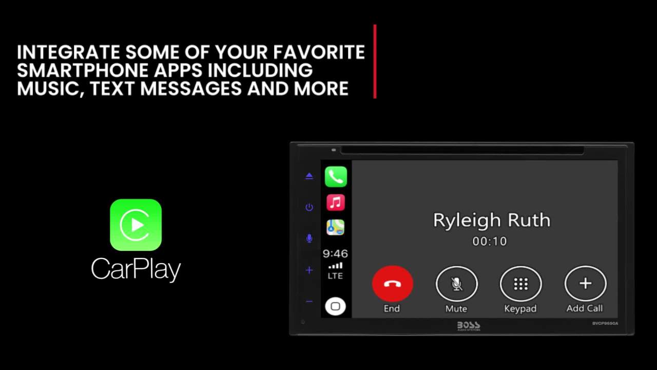 thumbnail video image 2 of BOSS Audio Systems BVCP9690A Car Stereo - Apple CarPlay, Android Auto, Double Din, 6.75 Inch Touchscreen, Bluetooth, CD DVD Player, AM/FM Radio Receiver, Wireless Remote Control, USB, 2 of 7