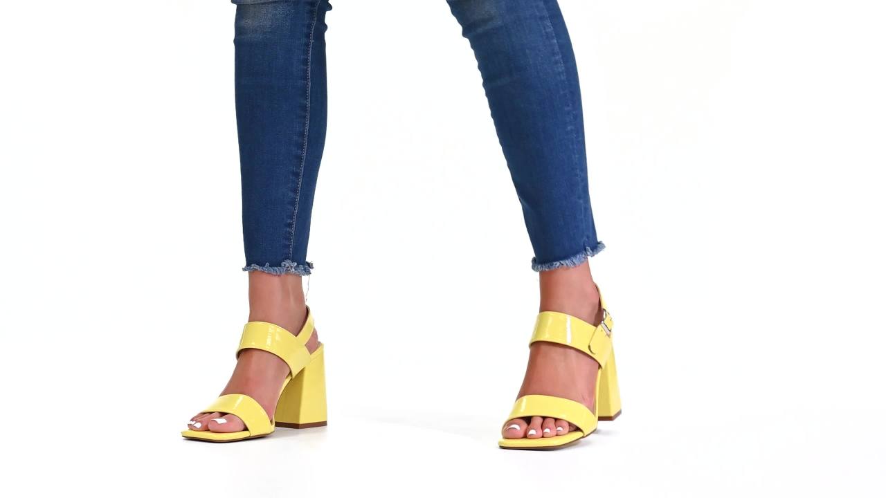 thumbnail video image 2 of Journee Womens Adras Open Square Toe Block Heel Dress Sandals, 2 of 10