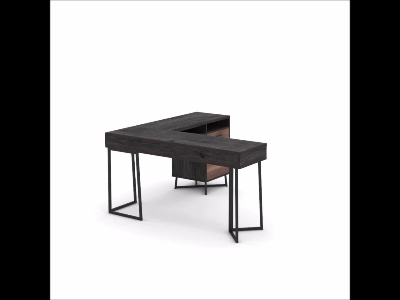 thumbnail video image 2 of Sauder Canton Lane L-Desk, Brew Oak Finish, 2 of 12