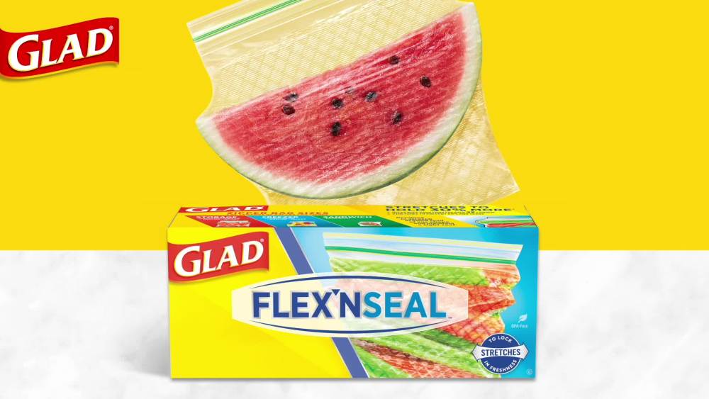 Glad FLEXN SEAL Freezer Storage Plastic Bags, Quart, 50 Count
