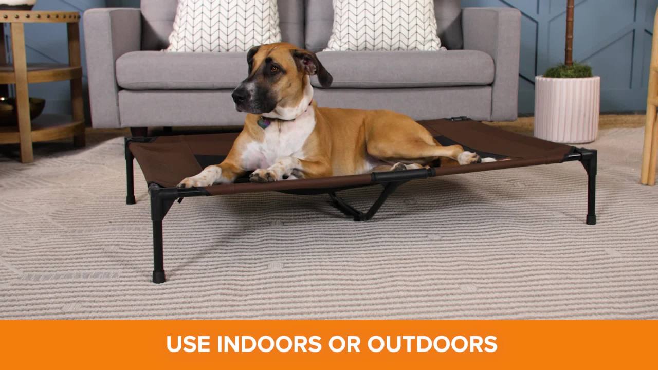 thumbnail video image 2 of K&H Pet Products Original Pet Cot Elevated Dog Bed Green/Black Mesh X-Large 50 X 32 X 9 Inches, 2 of 10