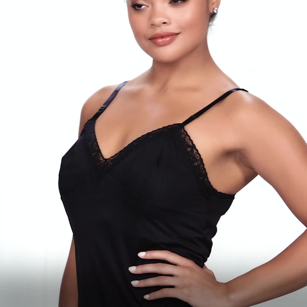 thumbnail video image 2 of Vanity Fair Lingerie Women's Everyday Layers Lace Trim Full Slip - Smoothing fit, Adjustable Straps, Multiple Lengths, 2 of 8