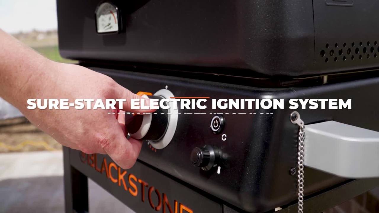 thumbnail video image 2 of Blackstone Outdoor Propane Pizza Oven with 16" Rotating Cordierite Stone and Mobile Stand, 2 of 15