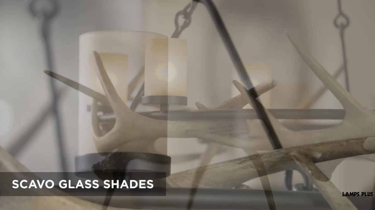 thumbnail video image 2 of Franklin Iron Works Antler Lodge Black Chandelier 36 3/4" Wide Farmhouse Rustic Antler Deer Horn 6-Light LED Fixture for Dining Room Kitchen Island, 2 of 9