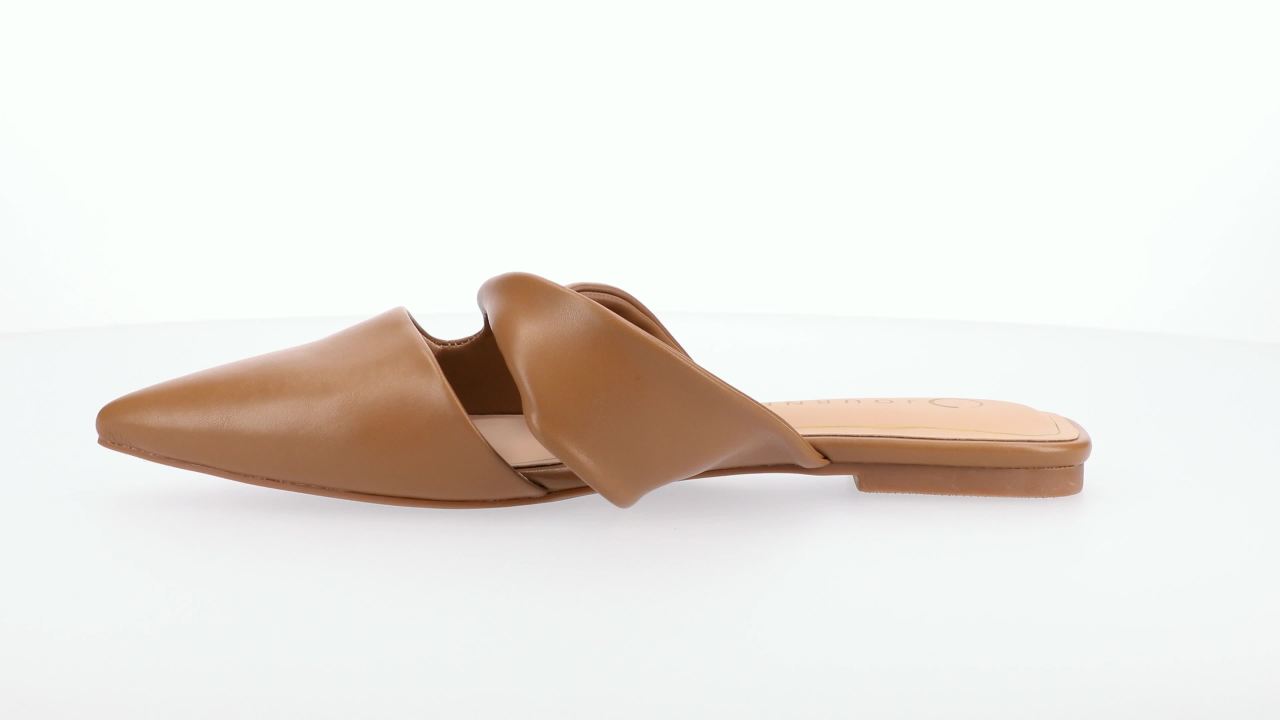 thumbnail video image 2 of Journee Womens Enniss Open Side Pointed Toe Mule Flats, 2 of 9