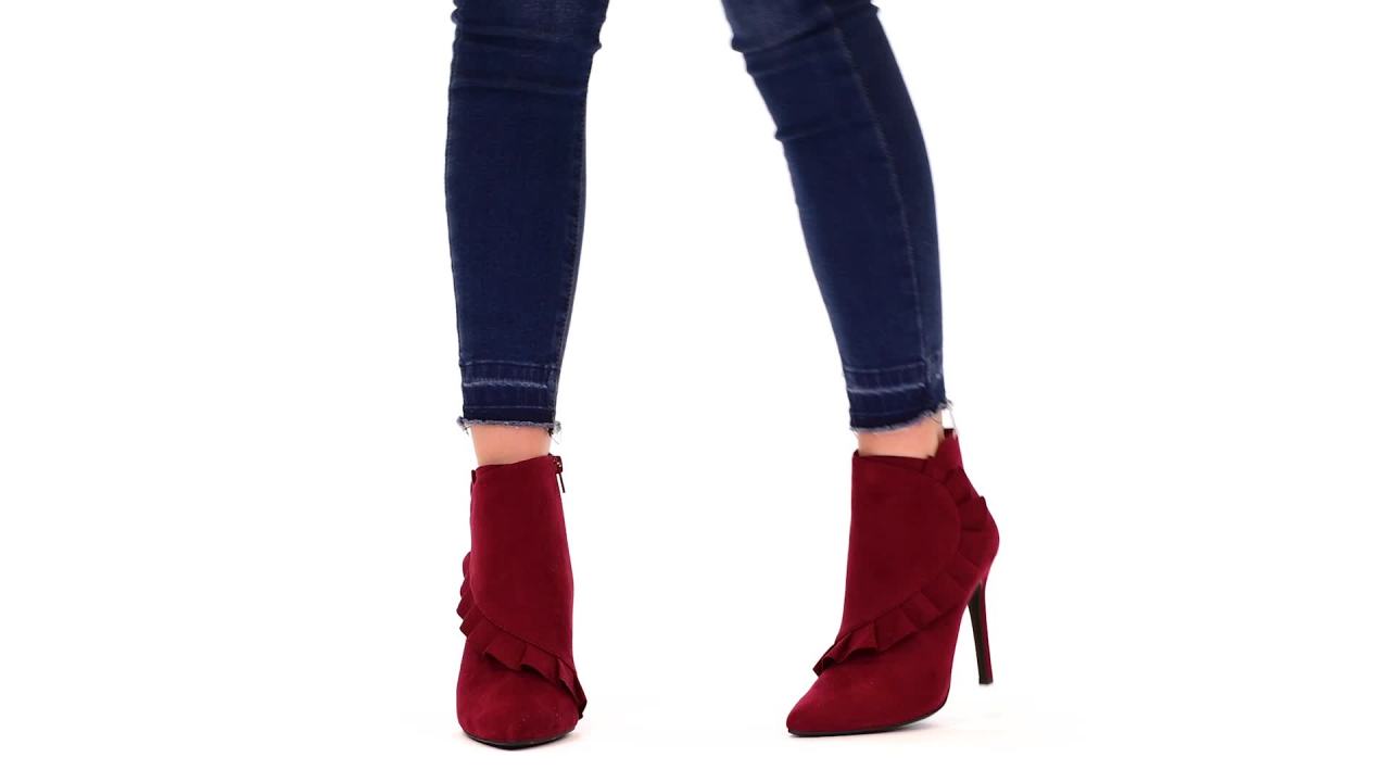 thumbnail video image 2 of Womens Ruffle Bootie, 2 of 8