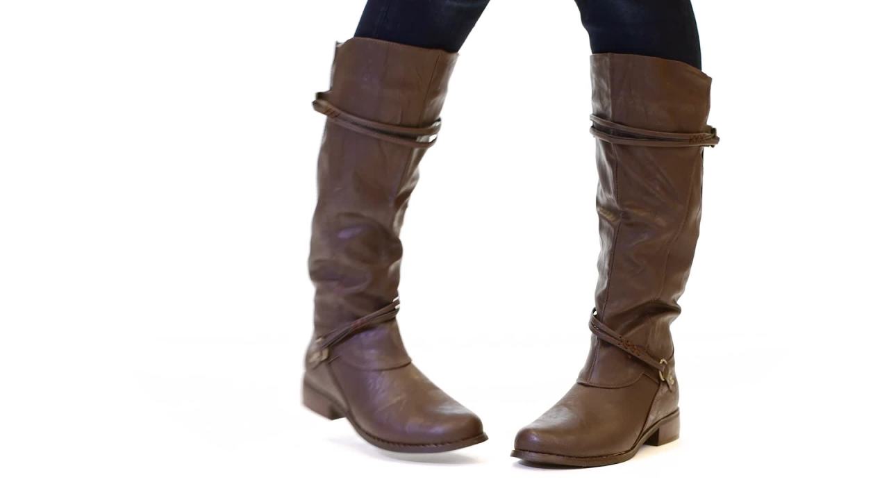 thumbnail video image 2 of Journee Womens Harley Stacked Heel Riding Boots, 2 of 10
