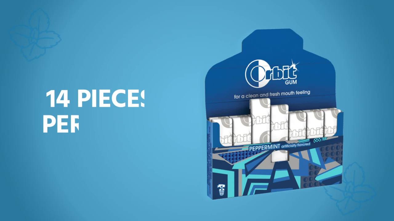 thumbnail video image 2 of Orbit Peppermint Sugar Free Chewing Gum - 14 ct (8 Pack), 2 of 14
