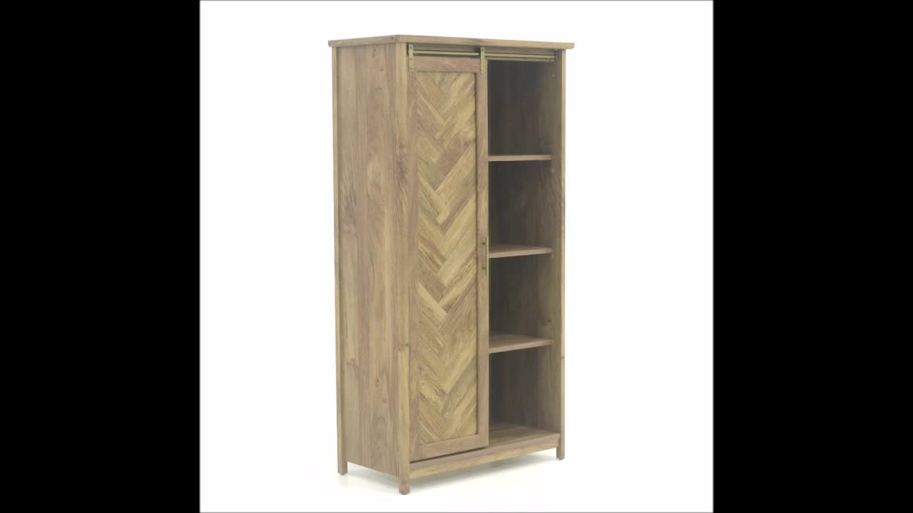 thumbnail video image 2 of Sauder Coral Cape Storage Cabinet, Sindoori Mango Finish, 2 of 12