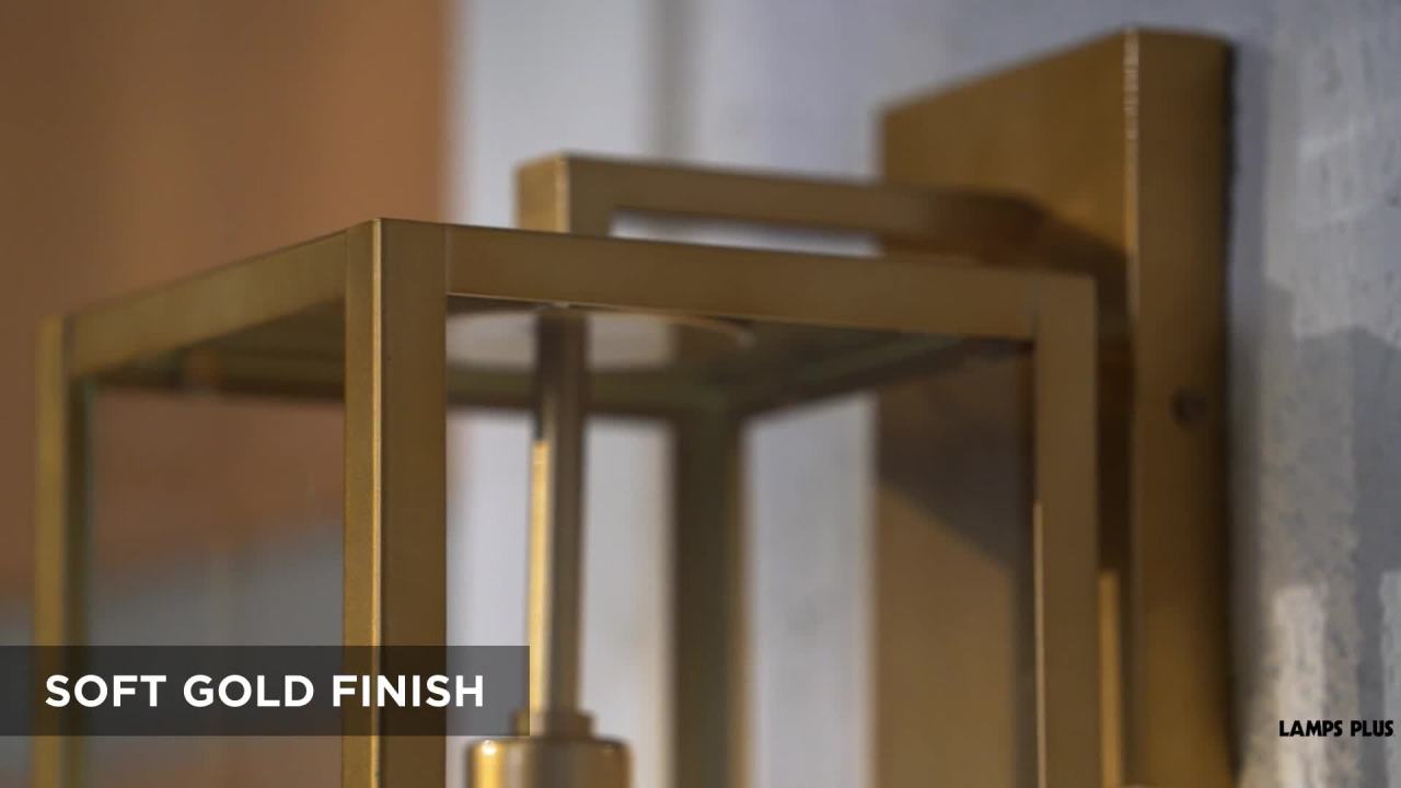 thumbnail video image 2 of John Timberland Titan 20 1/4" High Modern Outdoor Wall Light Fixture Mount Porch Edison Bulb Soft Gold Finish Clear Glass Shade, 2 of 9