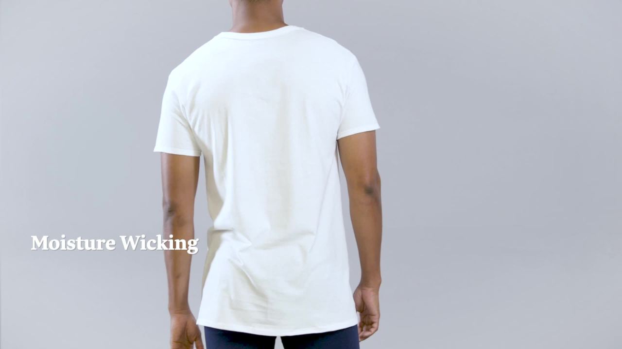 thumbnail video image 2 of Fruit of the Loom Men's V-Neck Undershirts, 6-Pack, 2 of 13