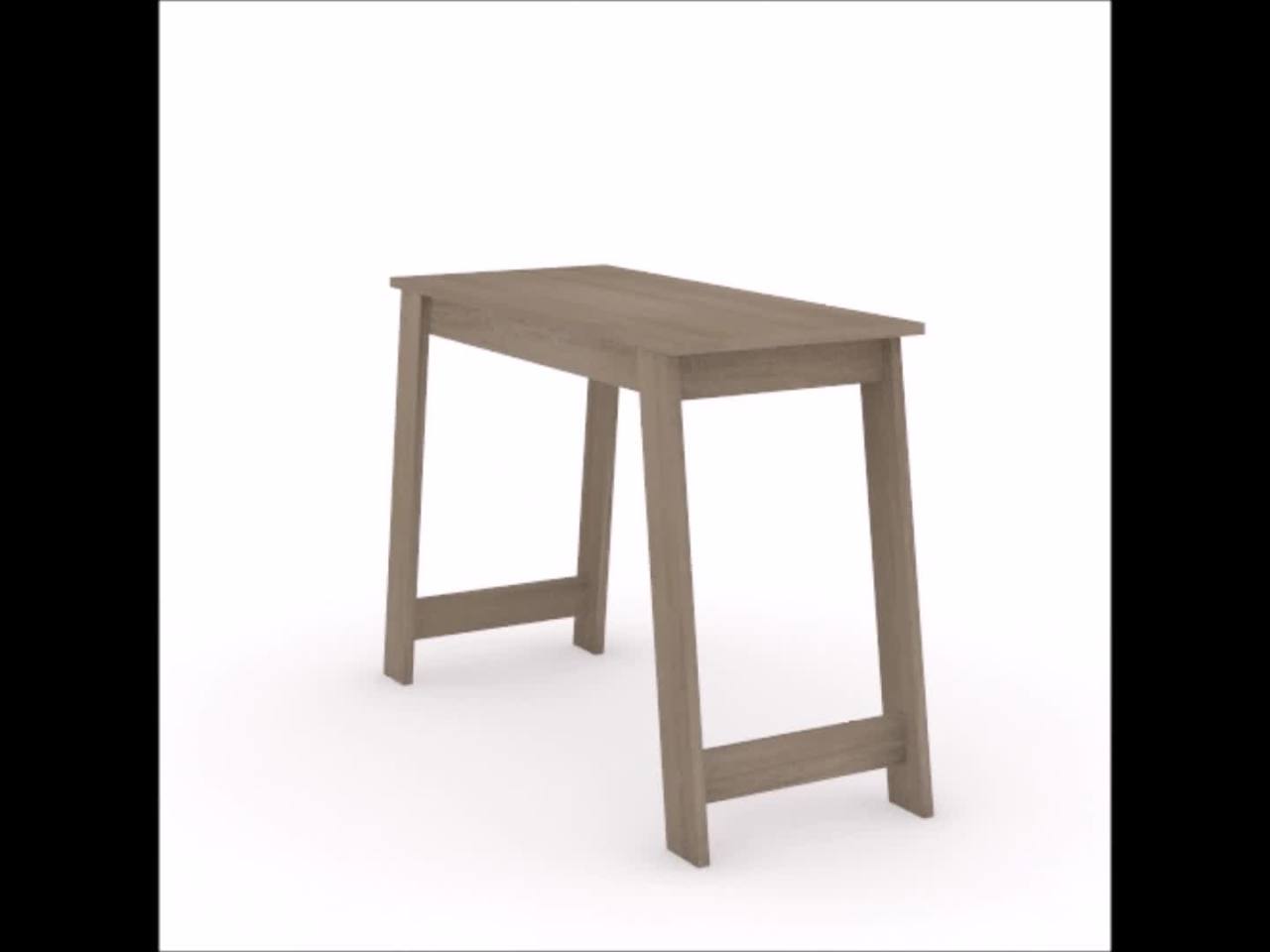 thumbnail video image 2 of Sauder Beginnings Writing Desk with Drawer, Silver Sycamore Finish, 2 of 9