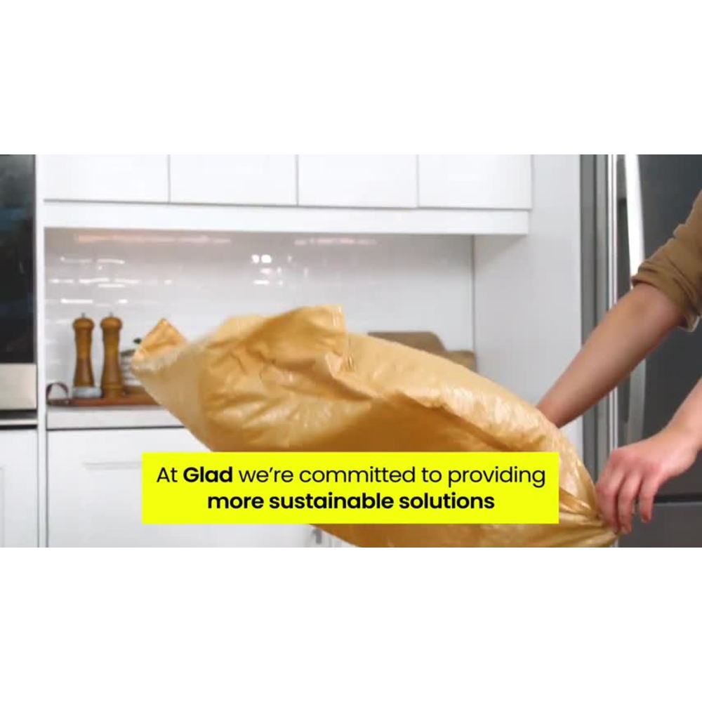 thumbnail video image 2 of Glad 2.6 Gallon Small Kitchen Compost Bags, Lemon, 44 Bags, 2 of 10