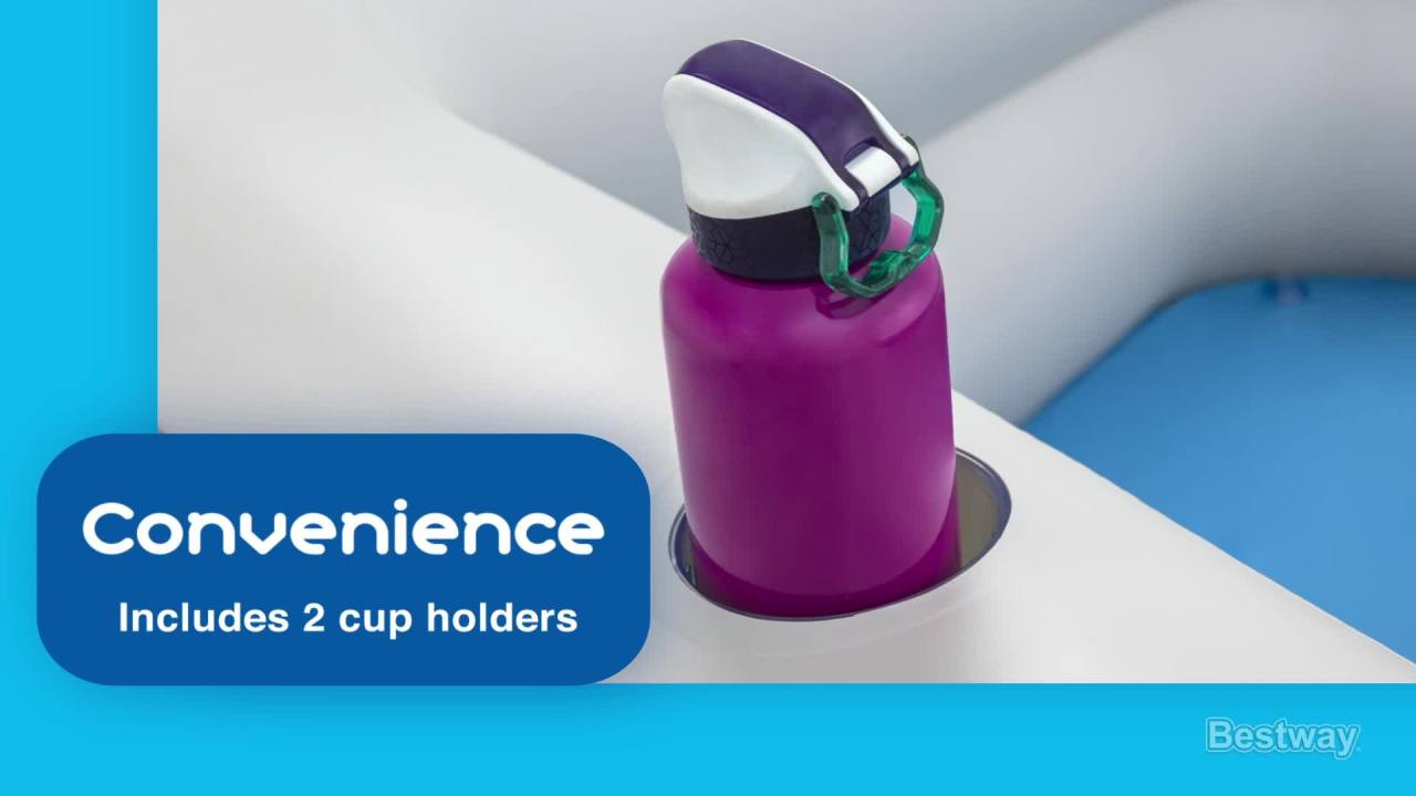 thumbnail video image 2 of H2OGO! TruPrint Stone 7'x 6'9" x 21" Family Inflatable Kiddie Pool, 2 of 11