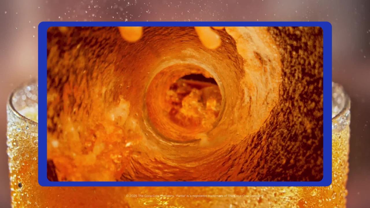 thumbnail video image 2 of Fanta Orange Soda Pop, 355 mL Glass Bottle, 2 of 9