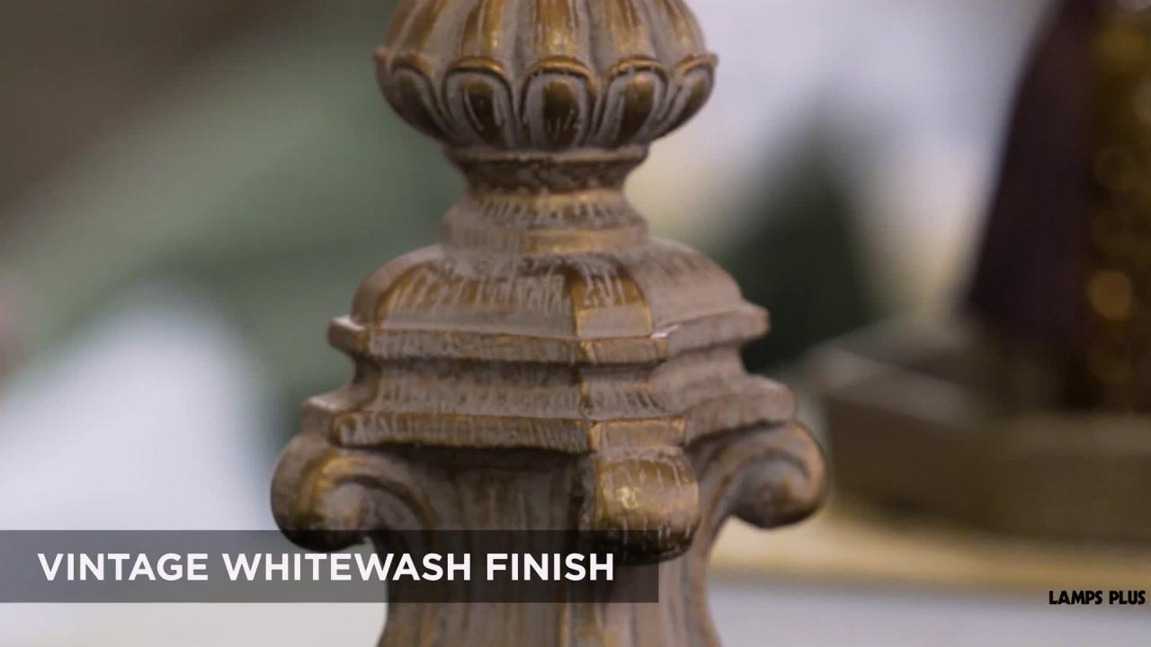 thumbnail video image 2 of Regency Hill Elize Traditional Table Lamps 26 1/2" High Set of 2 Whitewashed Candlestick Beige Bell Shade for Bedroom Living Room Nightstand Office, 2 of 10