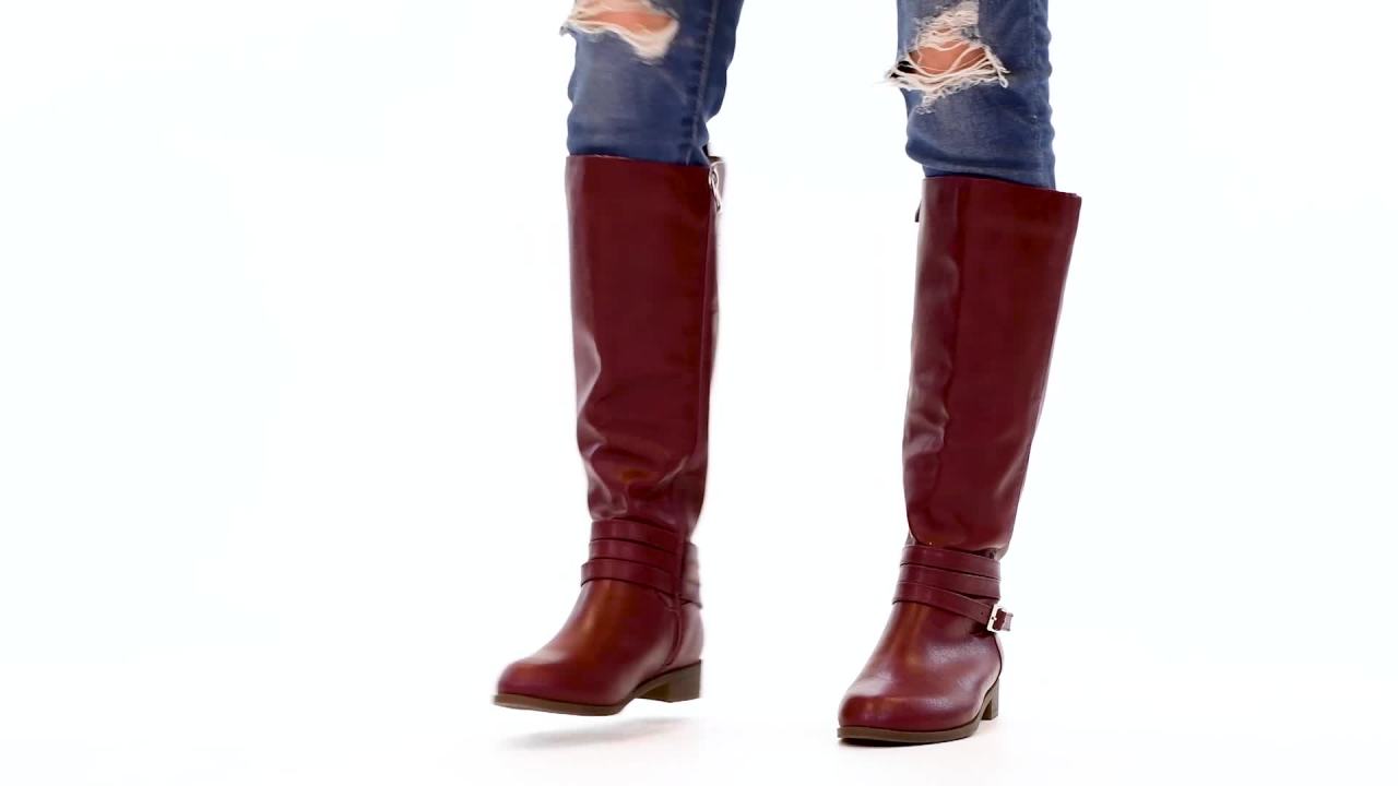 thumbnail video image 2 of Journee Womens Ivie Stacked Heel Riding Boots, 2 of 10