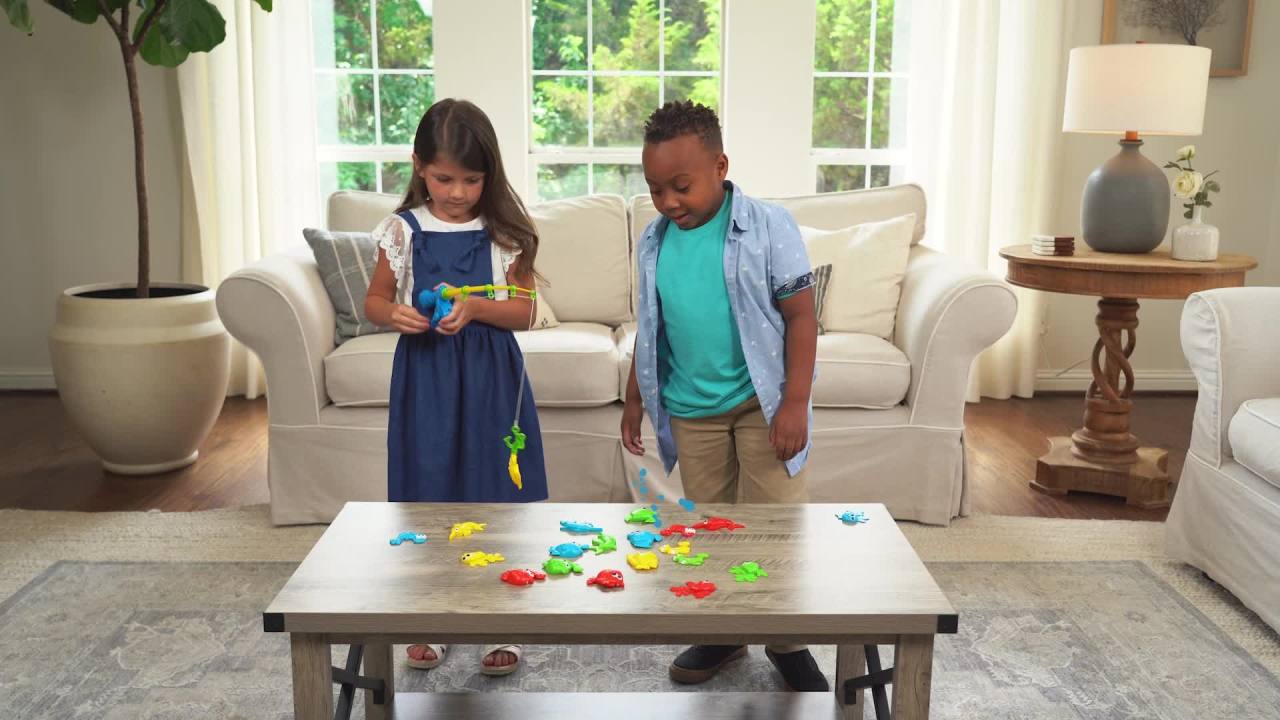 thumbnail video image 2 of Pressman Let’s Go Fishin’ 123 in the Sea! Kid's Game - Practice Numbers, Shapes, Colors, 2 of 7