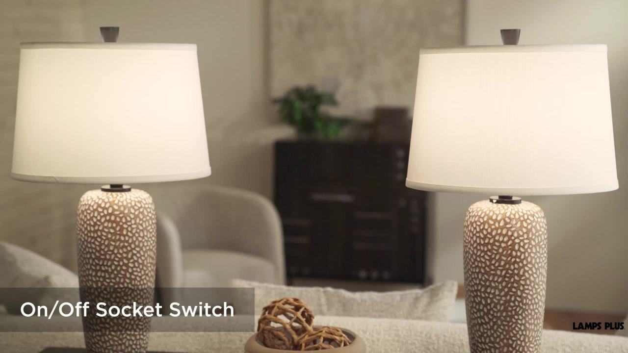 thumbnail video image 2 of 360 Lighting Anna 27 1/4" Tall Modern Coastal Table Lamps Set of 2 Beige Pebbled White Shade Living Room Bedroom Bedside, 2 of 10