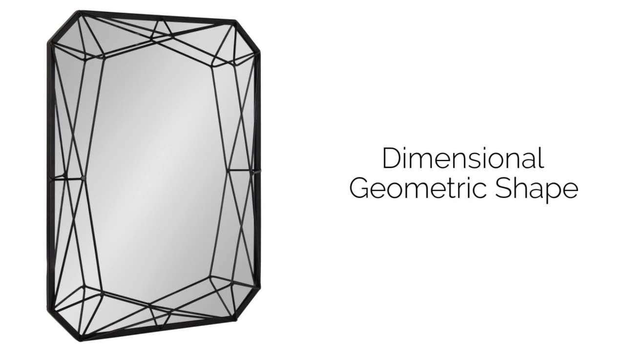 thumbnail video image 2 of Kate and Laurel Keyleigh Modern Glam Geometric Shaped Metal Accent Wall Mirror, Black, 2 of 6